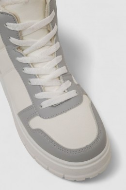 Кросівки жіночі зимові на хутрі, колір біло-сірий, 248RMB07