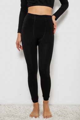 Лосины однотонные на флисе, цвет черный, 244R1710