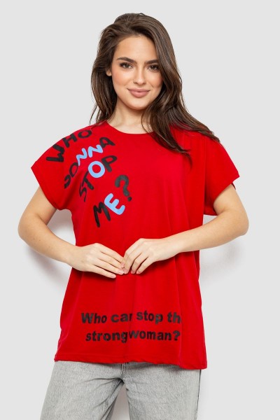 Футболка жіноча з принтом, колір червоний, 244R3001
