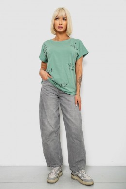 Футболка жіноча з принтом, колір оливковий, 244R2316-5