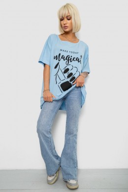 Футболка женская с принтом, цвет голубой, 244R6005-1