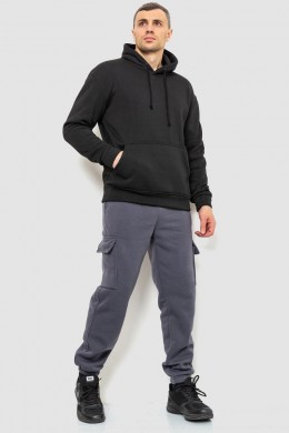 Худи мужской на флисе однотонный, цвет черный, 241R2650