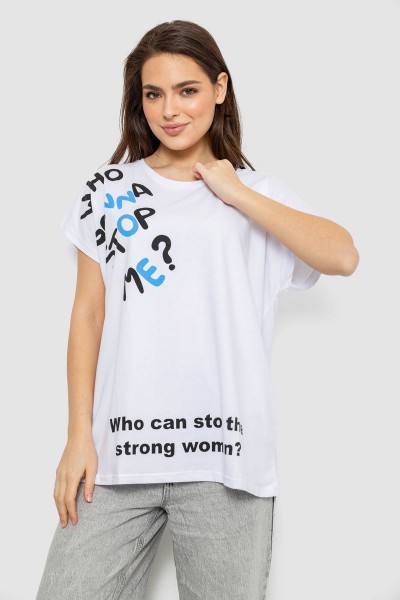 Футболка женская с принтом, цвет белый, 244R3001