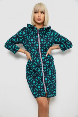 Халат жіночий на блискавці з принтом, колір зелений, 257R1027
