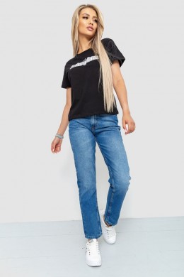 Футболка женская с принтом, цвет черный, 221R3004-1
