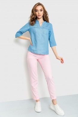 Блуза однотонная, цвет джинс, 230R96