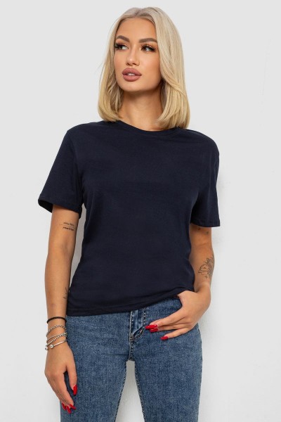 Футболка женская однотонная, цвет темно-синий, 238R112