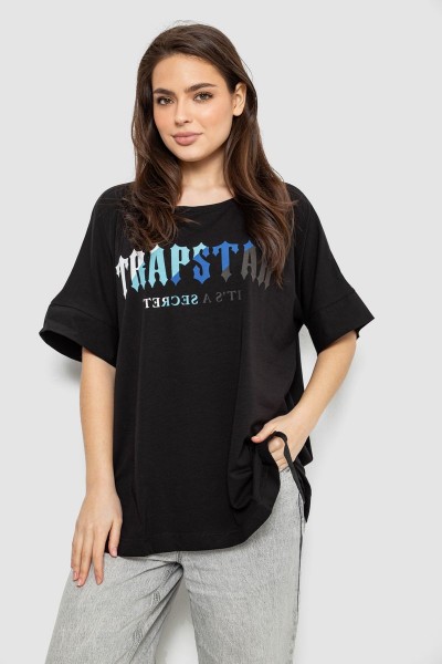 Футболка жіноча з принтом, колір чорний, 244R4012