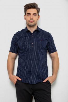 Рубашка мужская с принтом, цвет темно-синий, 214R7019
