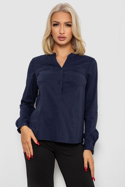Блуза однотонная, цвет синий, 230R96-10