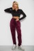 Спортивні штани велюрові жіночі на флісі, колір бордовий, 238R58645