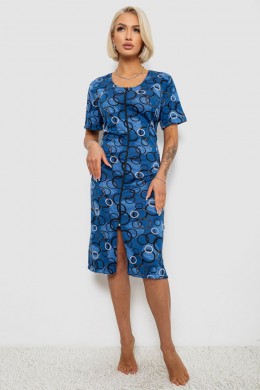 Халат женский на молнии с принтом, цвет синий, 257R1030-1