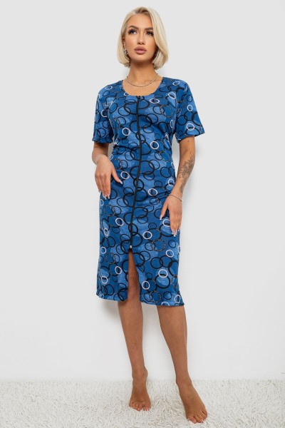 Халат женский на молнии с принтом, цвет синий, 257R1030-1