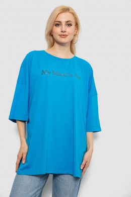 Футболка женская с принтом, цвет бирюзовый, 244R3015