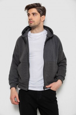 Кофта чоловіча на флісі з капюшоном, колір темно-сірий, 238R58697-1
