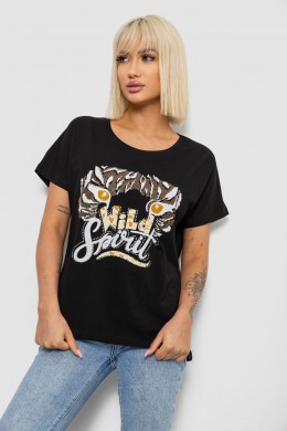 Футболка женская с принтом, цвет черный, 244R2065