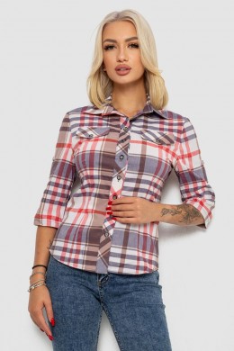 Рубашка женская в клетку, цвет молочно-красный, 230R063