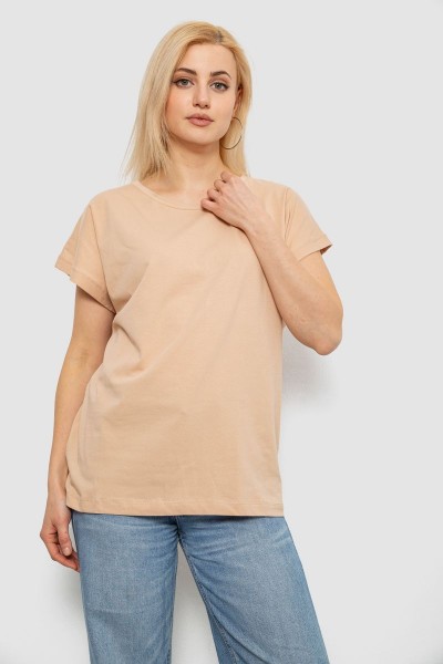 Футболка женская однотонная, цвет бежевый, 244R2300