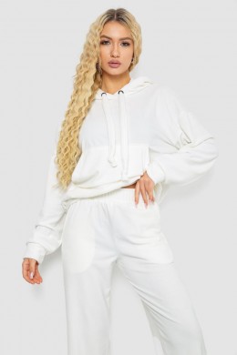 Спорт костюм женский велюровый свободного кроя, цвет молочный, 241R2001-20