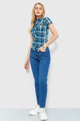 Рубашка женская в клетку, цвет сине-серый, 230R061-11