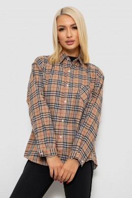 Рубашка женская в клетку, цвет мокко, 244R1070-3