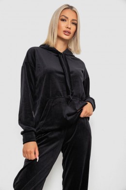 Спортивный костюм женский велюровый, цвет черный, 241R1530-5