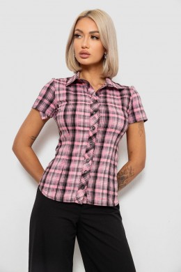 Сорочка жіноча в клітку повсякденна, колір рожевий, 230R062