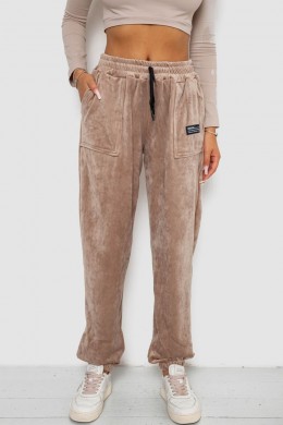 Спортивні штани велюрові жіночі на флісі, колір бежевий, 238R58645