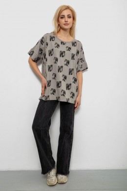 Футболка женская с принтом, цвет серый, 244R4015
