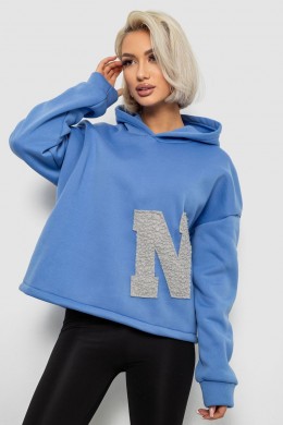 Худи женский с капюшоном на флисе, цвет голубой, 257R335