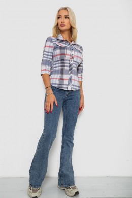 Рубашка женская в клетку, цвет молочно-серый, 230R063