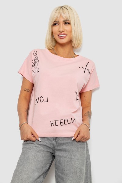 Футболка женская с принтом, цвет розовый, 244R2316-5