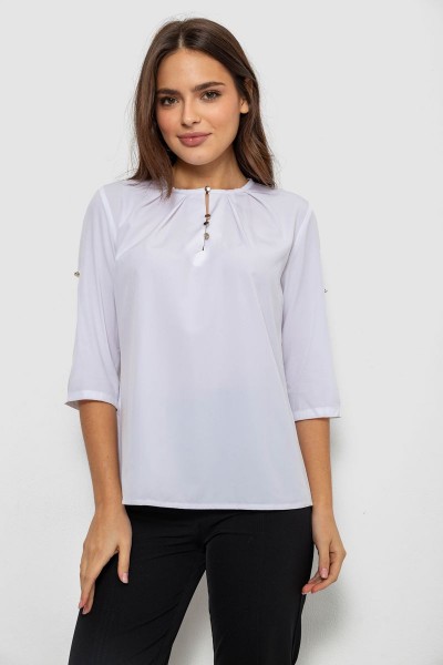 Блуза однотонная, цвет белый, 230R1121-7