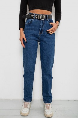 Джинси жіночі однотонні MOM, колір синій, 244R001115