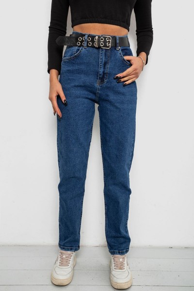 Джинси жіночі однотонні MOM, колір синій, 244R001115