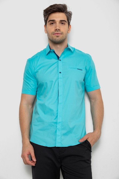Рубашка мужская однотонная  -уценка, цвет бирюзовый, 214R7118-U-1