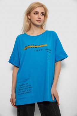 Футболка женская с принтом, цвет бирюзовый, 244R4020