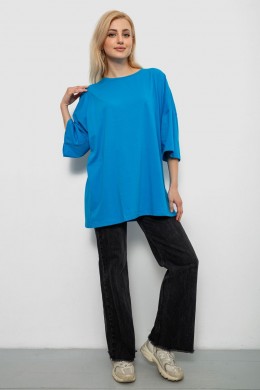 Футболка женская однотонная, цвет голубой, 244R3018