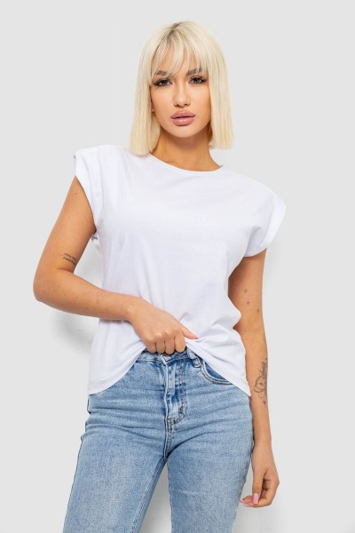 Футболка женская однотонная, цвет белый, 244R2215-5