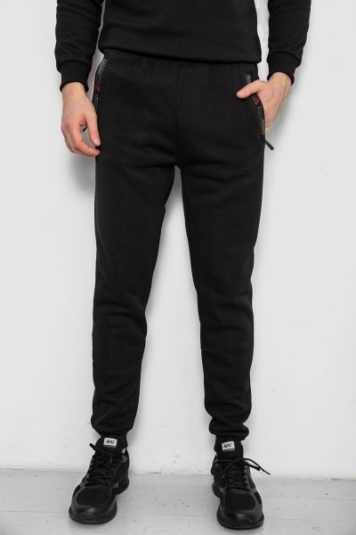 Спортивные штаны мужские на флисе, цвет черный, 244R41558
