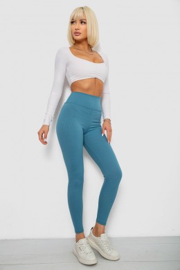 Лосины однотонные в рубчик, цвет джинс, 244R312-5