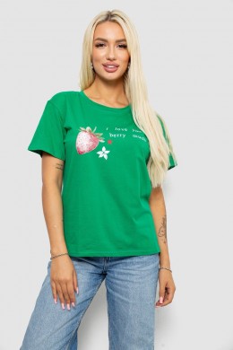 Футболка жіноча з принтом, колір зелений, 221R5066