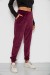 Спортивні штани жіночі велюрові на флісі, колір бордовий, 238R58646-1