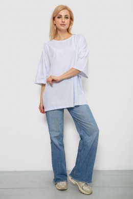Футболка женская однотонная, цвет белый, 244R3018