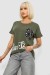 Футболка жіноча з принтом, колір хакі, 244R2057