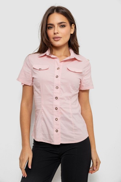 Сорочка жіноча однотонна, колір світло-рожевий, 230R068-1