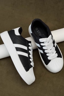 Кроссовки женские демисезонные, цвет черно-белый, 248RBK10-2