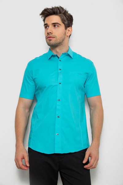 Рубашка мужская однотонная, цвет бирюзовый, 214R7005
