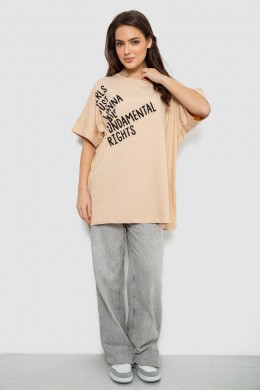 Футболка женская с принтом, цвет светло-бежевый, 244R4001