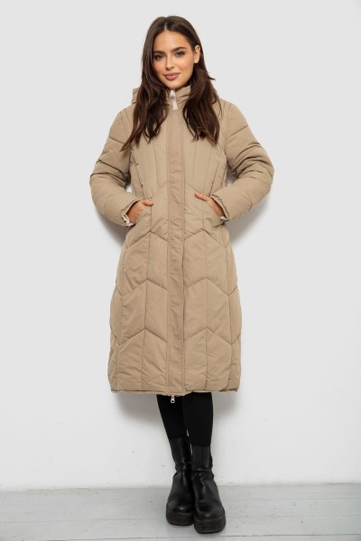 Куртка жіноча двостороння зимова, колір бежевий, 244R24115